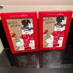 New Two Boxes Hallmark Seasons Winter Wishes Snowman Christmas Cards
